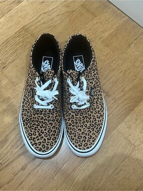 Vans Leopard Print Canvas Sneakers - Tan & Black
